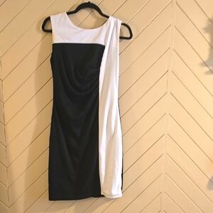 Stylish Asymmetrical Black and White Dress